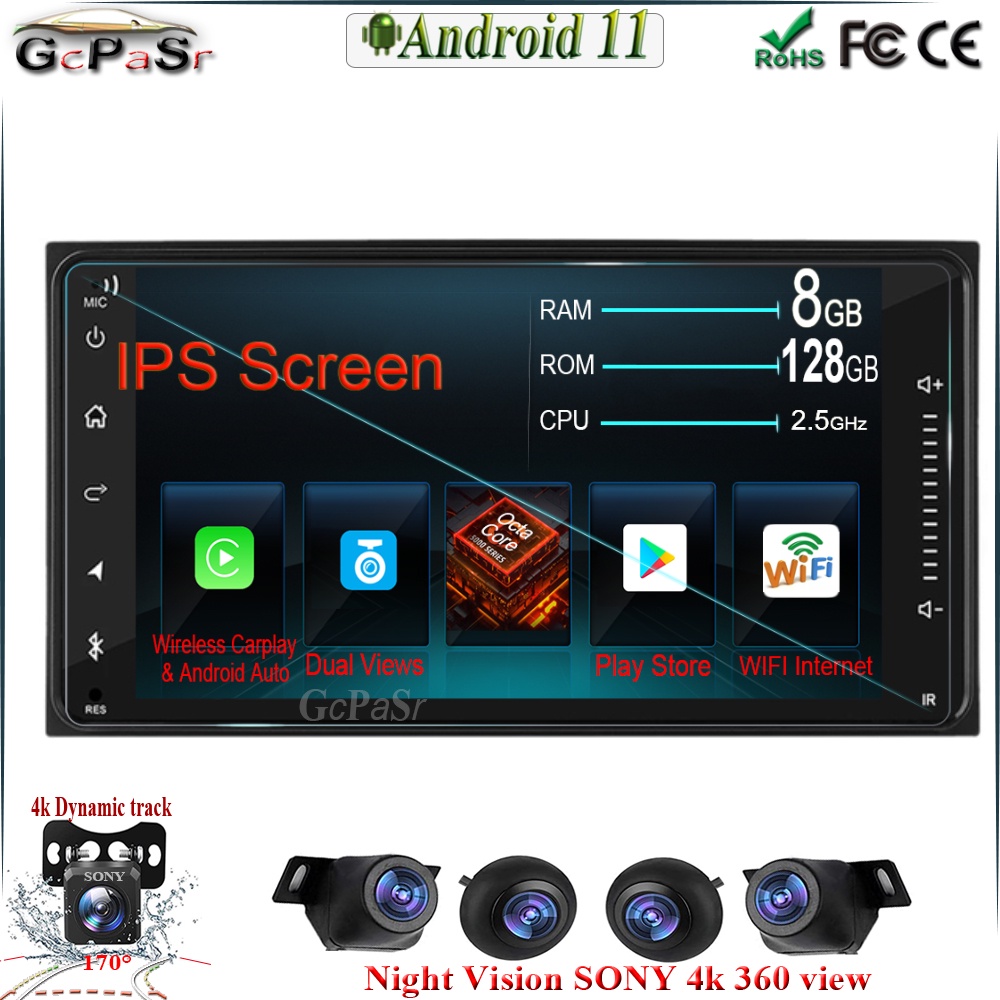 7" Android 11 Car Stero Radio GPS Multimedia Navigation Stereo Player Universal For Toyota Vios Crown Camry Hiace P