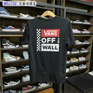 Vans เสื้อยืดแขนสั้นลําลอง พิมพ์ลายโลโก้ สีดํา สําหรับผู้ชาย และผู้หญิง VN0A3TY4BLK