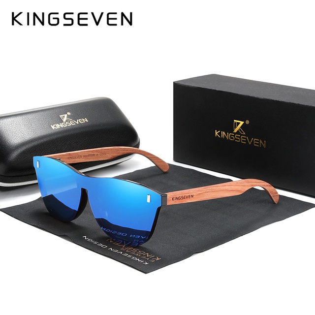 Kingseven แว่นกันแดดไม้ธรรมชาติ เลนส์โพลาไรซ์ สไตล์ย้อนยุค สําหรับผู้ชายและผู้หญิง