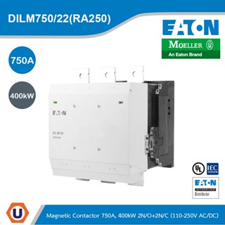 EATON DILM750/22(RA250)Contactor,380 V 400 V 400 kW,2 N/0,2 NC, RA 250:110 - 250 V 40 - 60 Hz Operation,Screw Connection