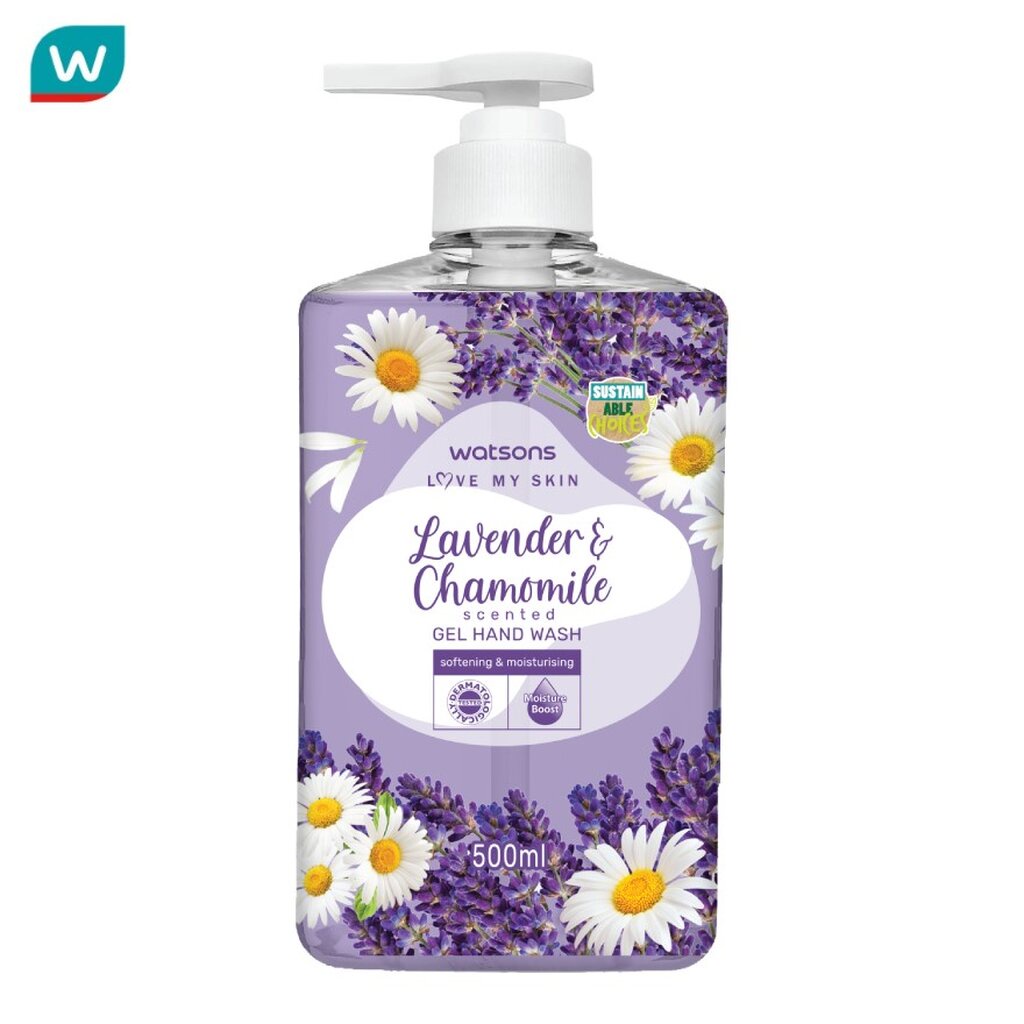 Watsons วัตสัน เลิฟ มาย สกิน ลาเวนเดอร์ แอนด์ คาโมมายล์ เซ็นทิด เจล แฮนด์ วอช 500มล.