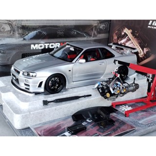 โมเดลรถR34 1/18 โมเดลรถ MH Model MotorHelix Skyline R34 GT-R Nismo Z-tune Silver 1:18  โมเดลรถR34ztue โมเดลรถR34nismo