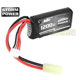 แบตบีบี ปลั๊ก ธรรมดา Li-Po Storm Power 25C 11.1V 1200mAh กล่องแบต PEQ