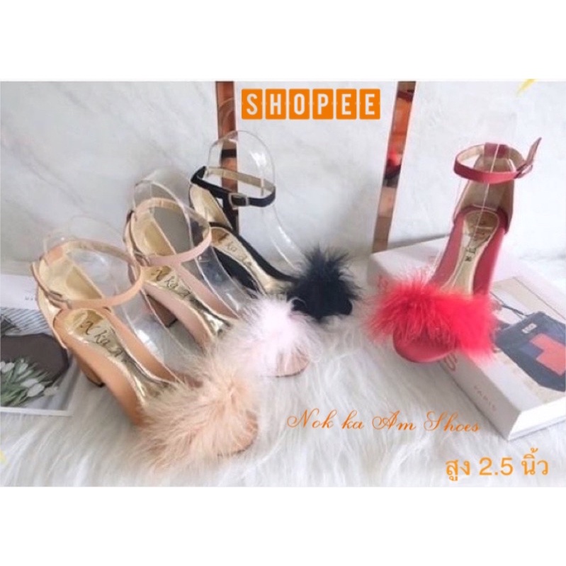 รองเท้าขนมิ้ง สูง 2.5 นิ้ว ส้นหนาใส่สบาย งานขายดี