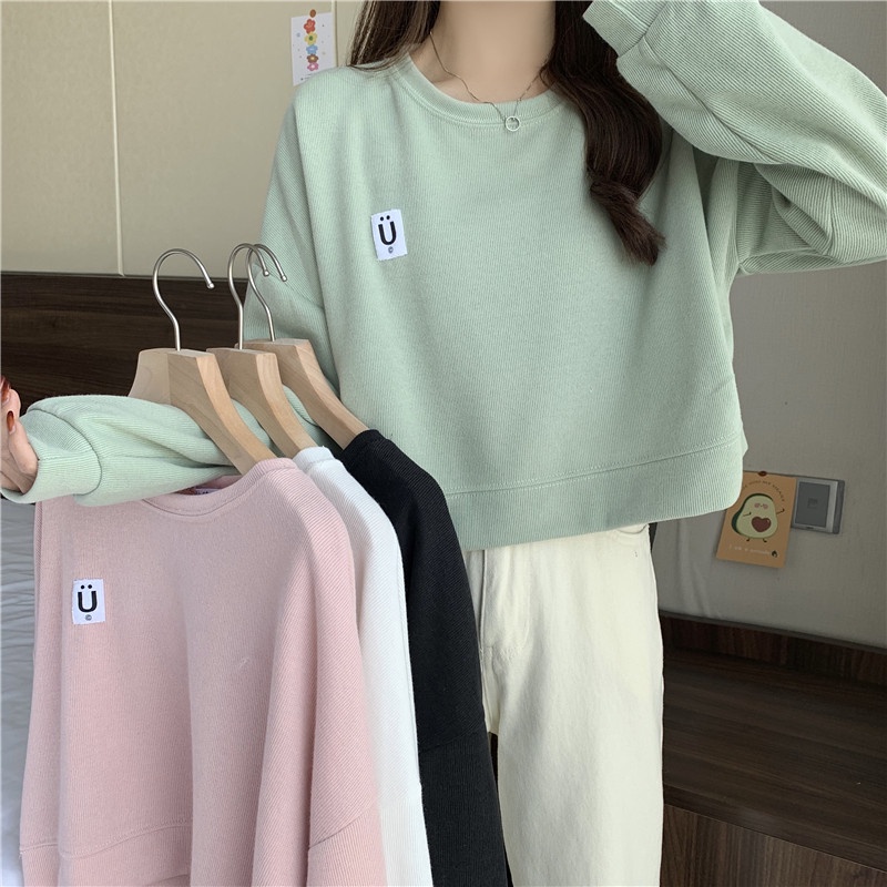 Suxi เสื้อกันหนาวแขนยาวลําลอง ทรงหลวม สีพื้น เข้ากับทุกการแต่งกาย สไตล์สปอร์ต แฟชั่นฤดูใบไม้ผลิ และฤดูใบไม้ร่วง สําหรับผู้หญิง