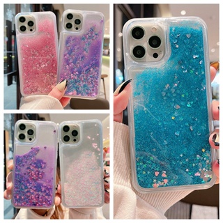 เคสโทรศัพท์มือถือ แบบนิ่ม ลายหัวใจ มีทรายไหล ประดับกลิตเตอร์ สําหรับ Vivo V23E V23 Pro V21E 4G 5G V20 Pro SE