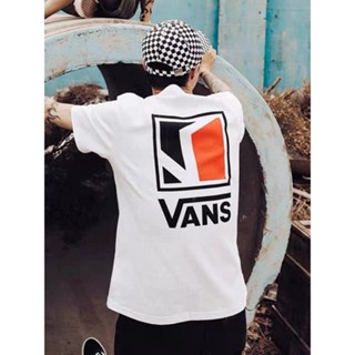 Vans เสื้อยืดแขนสั้นลําลอง ผ้าฝ้าย ทรงหลวม สําหรับผู้ชาย และผู้หญิง