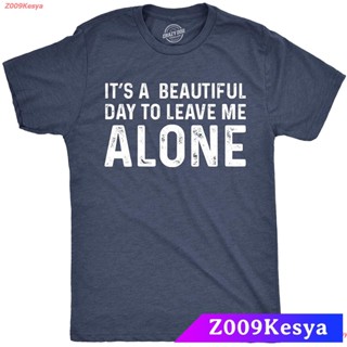 Z009Kesya เสื้อยืดสีพื้นคอกลม Crazy Dog T-Shirts Mens Its A Beautiful Day To Leave Me Alone T Shirt Funny Sarcastic Humo