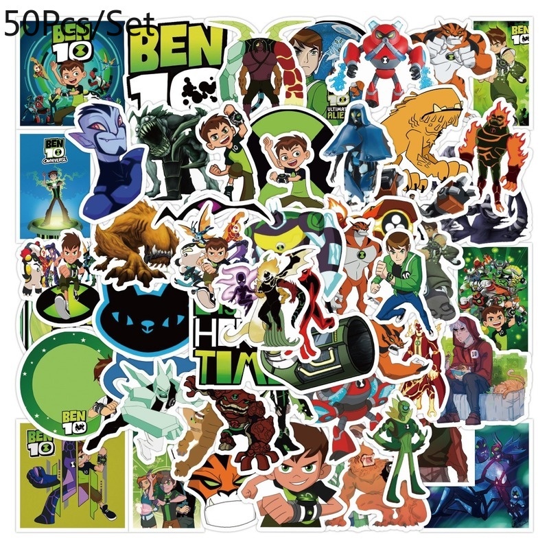 Z&m Ben10 สติกเกอร์ 50 ชิ้น/เซ็ตแฟนตาซีผจญภัยฟิล์มสติกเกอร์กันน้ํารูปลอกสําหรับของเล่น