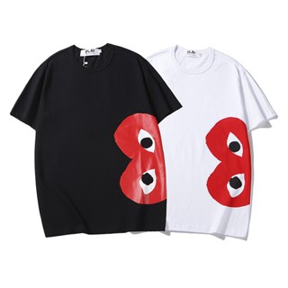 Play CDG เสื้อยืดลําลอง แขนสั้น คอกลม ทรงหลวม พิมพ์ลายหัวใจ สีแดง สีขาว สีดํา สไตล์คลาสสิก สําหรับผู้ชาย ผู้หญิง