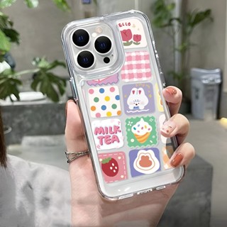 เคสโทรศัพท์มือถือ แบบใส ลายหมากรุก กระต่าย เค้ก สําหรับ iphone 14ProMax 14Plus 13 11 12 7Plus X XR XS Max 8 7