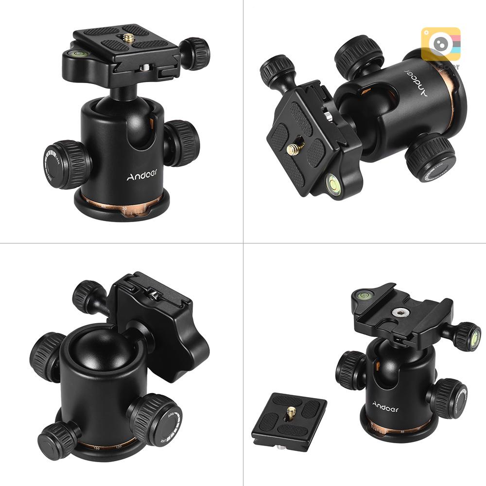 Andoer Camera Tripod Ball Head Ballhead with Quick Release Plate 1/4 Screw