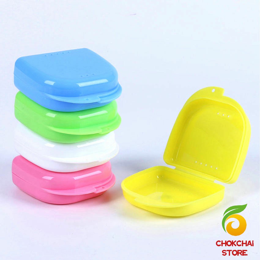 Chok กล่องใส่รีเทนเนอร์พกพา กล่องใส่รีเทนเนอร์สีสดใส มีรูระบายอากาศ  พลาสติกแบบหนา Silicone Braces Box - รูปที่ 4