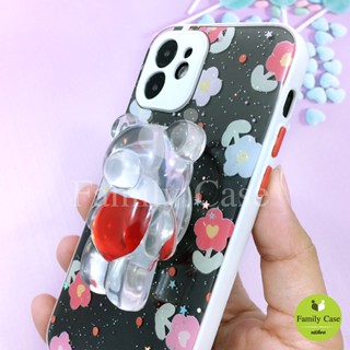 Op. A5/A92020 A16 A312020 A53 เคสมือถือ TPU ขอบสีกันเลนส์กล้องกากเพชรกริตเตอร์ ฟรี Griptok หมี