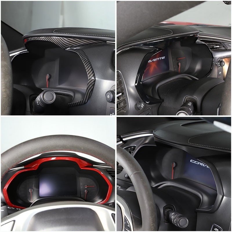 For Chevrolet Corvette C7 2014-2019 ABS Matt Black Car Dashboard Panel Sticker Covers Trim sticker A