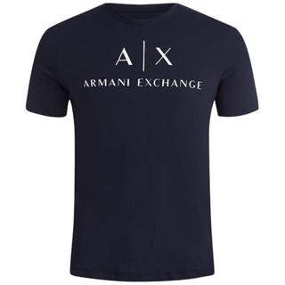 Armani Exchange Armani ใหม่ เสื้อยืดคอกลม แขนสั้น ผ้าฝ้าย พิมพ์ลายโลโก้ ขนาดใหญ่ สําหรับผู้ชายBR_