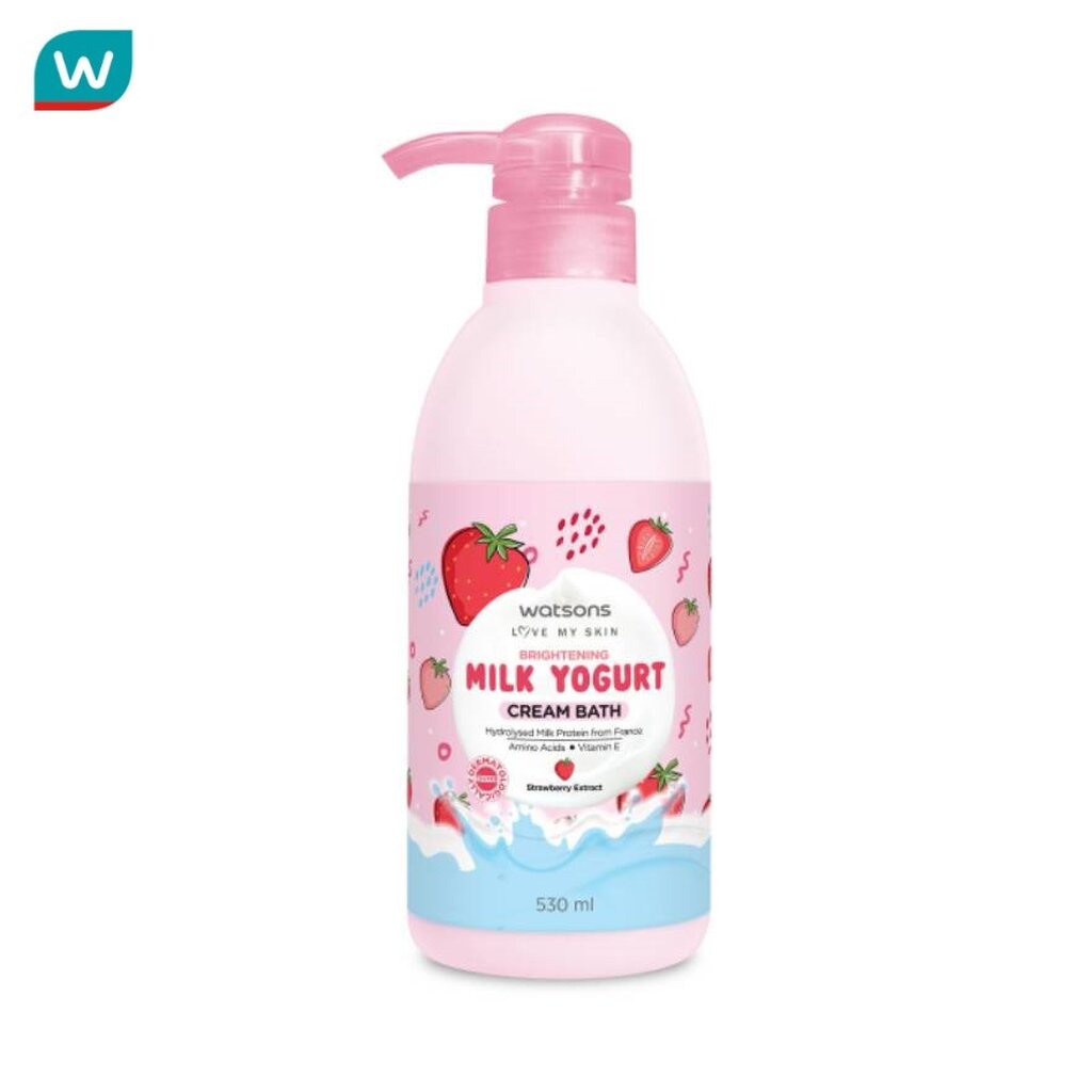 Watsons วัตสัน ไบรท์เทนนิ่ง มิลค์ โยเกิร์ต ครีม บาธ 530มล
