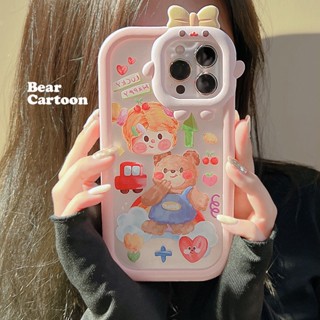 เคสป้องกันโทรศัพท์มือถือ ลายกราฟฟิตี้หมี สีชมพู สําหรับ Apple Iphone 14promax 13 11 12 14