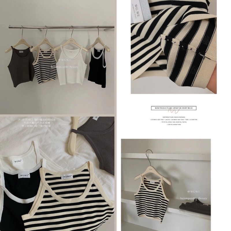 เสื้อกล้าม ทรงครอป ลายทาง งานป้าย WG.WE🇰🇷