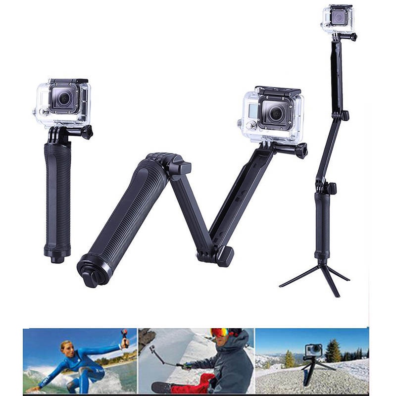 Foldable 3 Way Grip Waterproof Monopod Selfie Stick For Gopro Hero 9 8 7 5 6 4 10 SJ Xiaomi Yi Actio