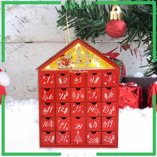 ✚▩ﺴ[amlesoMY] Christmas Red Wooden Advent Calendar 24 Drawers Handcrafted Gifts Beautiful