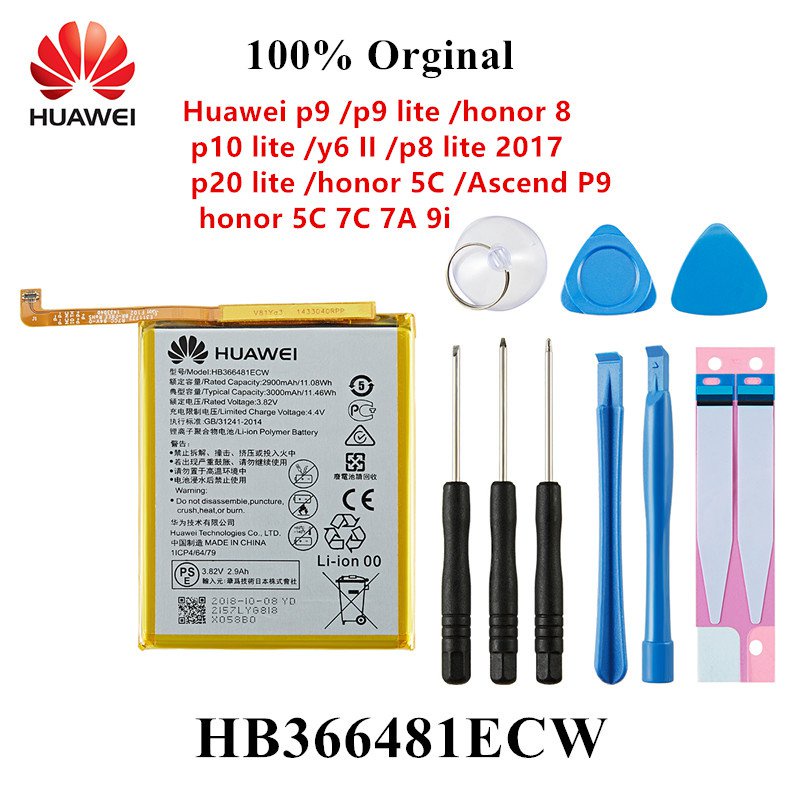 100% Original แบตเตอรี่โทรศัพท์ HB366481ECW สำหรับ Huawei P9/P9 Lite Honor 8 P10 Lite Y6 II P8 Lite 