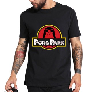 เสื้อแฟชั่นผญ - ผู้ชาย tshirt oversize 2022 การ์ตูนสไตล์จูราสสิค Porg Park เสื้อยืดผ้าฝ้ายอินทรีย์ว