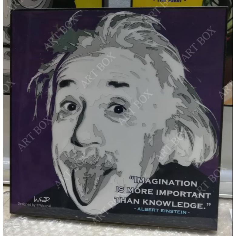 Art Box Albert Einstein รูปภาพตกแต่งผนัง รูปภาพตกแต่งบ้าน รูป Pop Art กรอบรูป Pop Art ตกแต่งผนัง