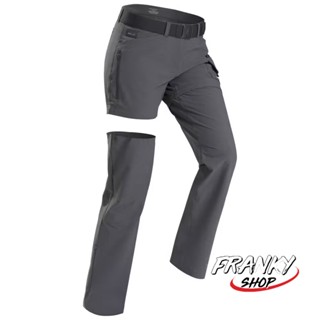 [พร้อมส่ง] กางเกงขายาวผู้หญิงสำหรับเทรคกิ้ง Womens Modular Travel Trekking Trousers TRAVEL 500 Grey