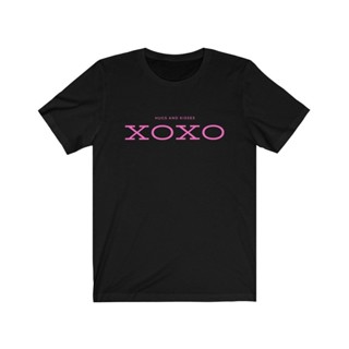 เสื้อยืดลําลอง ผ้าฝ้าย แขนสั้น คอกลม ลาย Love Lovely Hugs and Kisses XOXO s &amp; Mens สไตล์เกาหลี สําหรับผู้ชาย