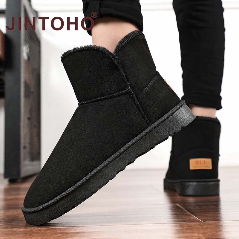 【JINTOHO】รองเท้าบูทหุ้มข้อ กันลื่น ประดับขนเฟอร์ ให้ความอบอุ่น ขนาดใหญ่ แฟชั่นฤดูหนาว สําหรับผู้ชาย และผู้หญิง ไซซ์ 36-47