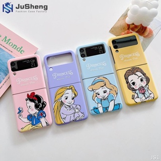 Disney Jusheng Skin Feel เคสโทรศัพท์มือถือ ลายเจ้าหญิงดิสนีย์ (เคส+โซ่) แฟชั่น สําหรับ Samsung Z Flip4 Z Flip3