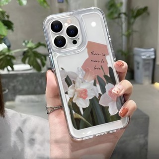 เคสโทรศัพท์มือถือ แบบใส ลายดอกลิลลี่ สําหรับ iphone 14ProMax 14Plus 13 11 12 7Plus X XR XS Max 8 7