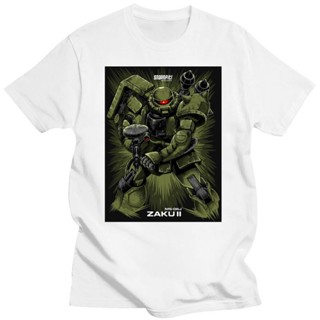 เสื้อยืดผู้ชาย90 เสื้อยืดแขนสั้น คอกลม ผ้าฝ้าย 100% พิมพ์ลาย MOBILE SUIT GUNDAM ZAKU สําหรับผู้ชาย