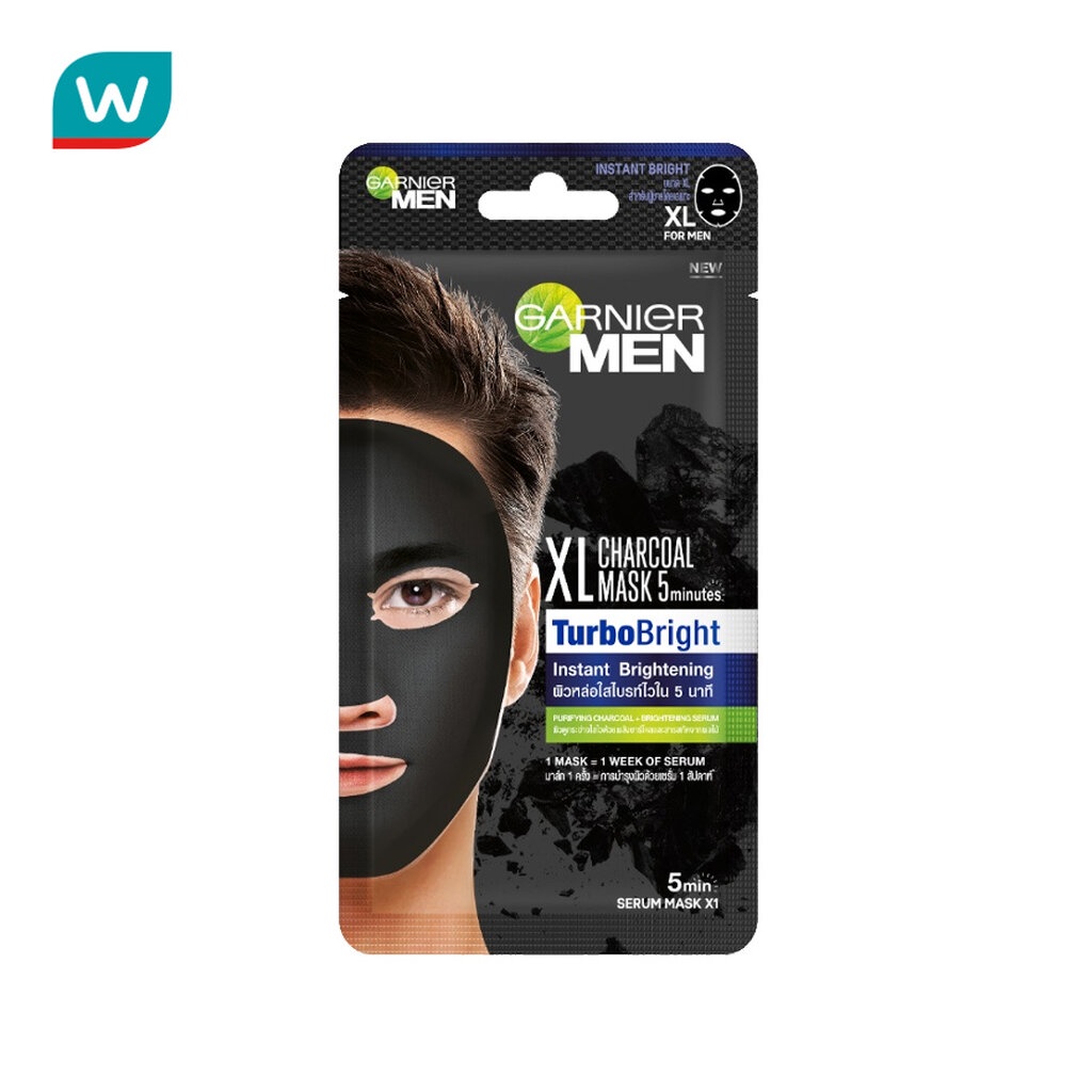 Garnier การ์นิเย่ เมน เอ็กซ์แอล ชาร์โคล มาสก์ 5 มินิทส์ เทอร์โบไบรท์ 1 แผ่น