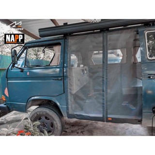 มุ้งกันยุงบานสไลด์ VW T3 สีเทา