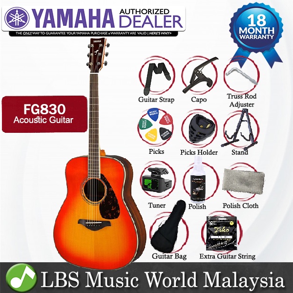 Yamaha FG830 44" ซื้อทันที Solid Sitka Spruce Top Acoustic Guitar Autumn Burst (FG 830)