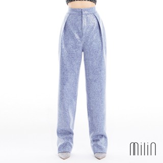 [MILIN] Duty Pants High waisted Sequined straight-leg pants กางเกงเอวสูงขายาวทรงกระบอกผ้าเลื่อม