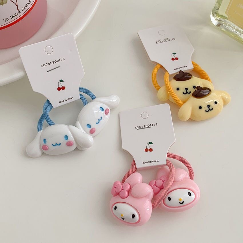 🌷NEW🌷ยางมัดผม W46 sanrio ยางรัดผมลายการ์ตูน กระต่ายสไตล์เกาหลีสําหรับเด็กผู้หญิง