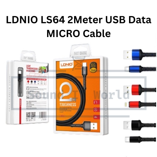 LDNIO สาย MICRO ข้อมูล USB 2 เมตร