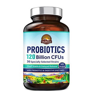 Probiotics 120 Billion CFUs | 36 Strains, with Prebiotics &amp; Digestive Enzymes for Men Women 30 Capsules