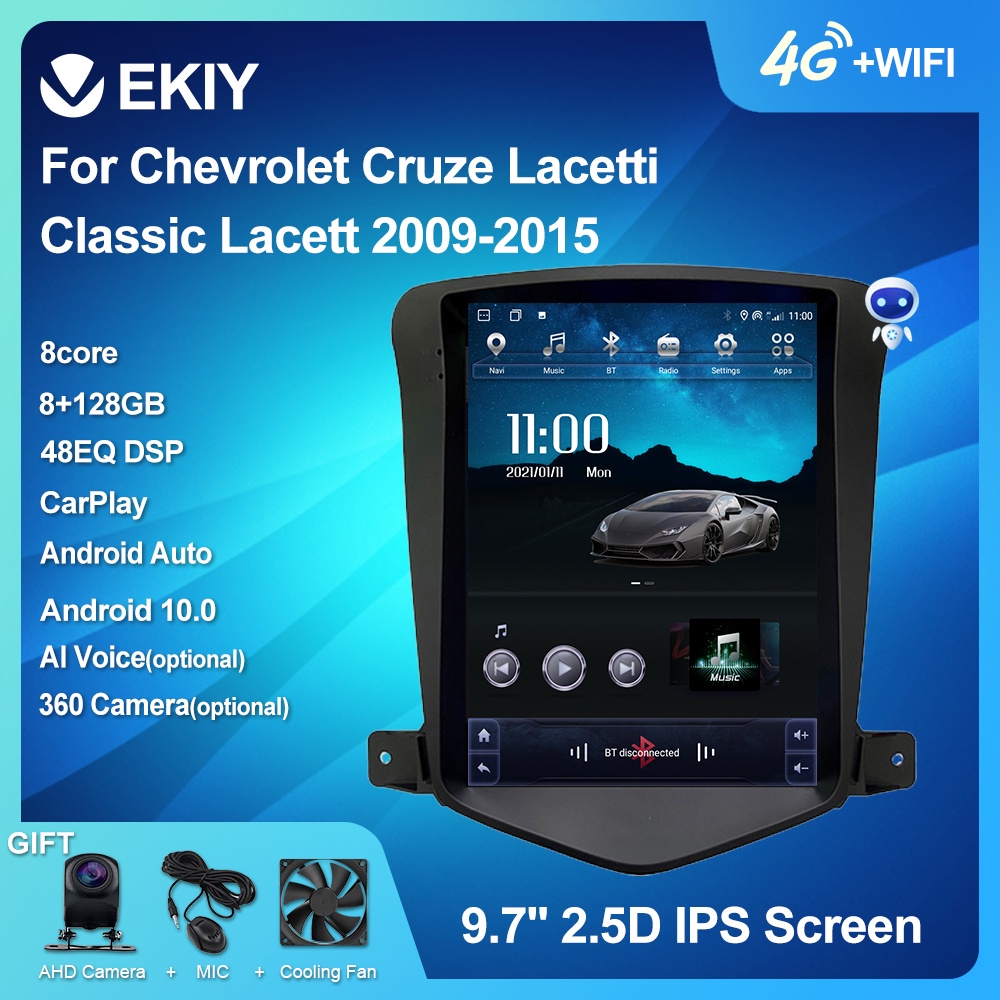 EKIY 9.7“ Tesla Vertical Screen For Chevrolet Cruze Lacetti Classic Lacett 2009-2015 Android 10 Car Radio Navigation GPS