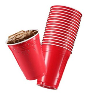 แก้วแดง(แพ็ค 10+1, 20+2, 50+5)ใบ Red cup สำหรับปาร์ตี้สไตล์อเมริกัน ขนาด16oz สำหรับงานปาร์ตี้ Red Cup American Party