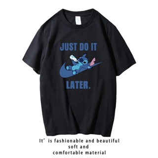 Just Do It Later เสื้อ Pokemon ผู้ชาย เสื้อยืด สติช แขนสั้น ผู้หญิง แฟชั่น stitch เสื้อยืดคอกลมแขนสั้นใส่สบายๆคนอ้วน