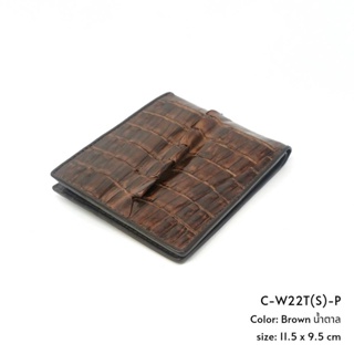 Prang Crocodile Leather US Wallet กระเป๋าสตางค์ผู้ชาย US สองพับแบบสั้น หนังจระเข้ C-W22T(S)-P