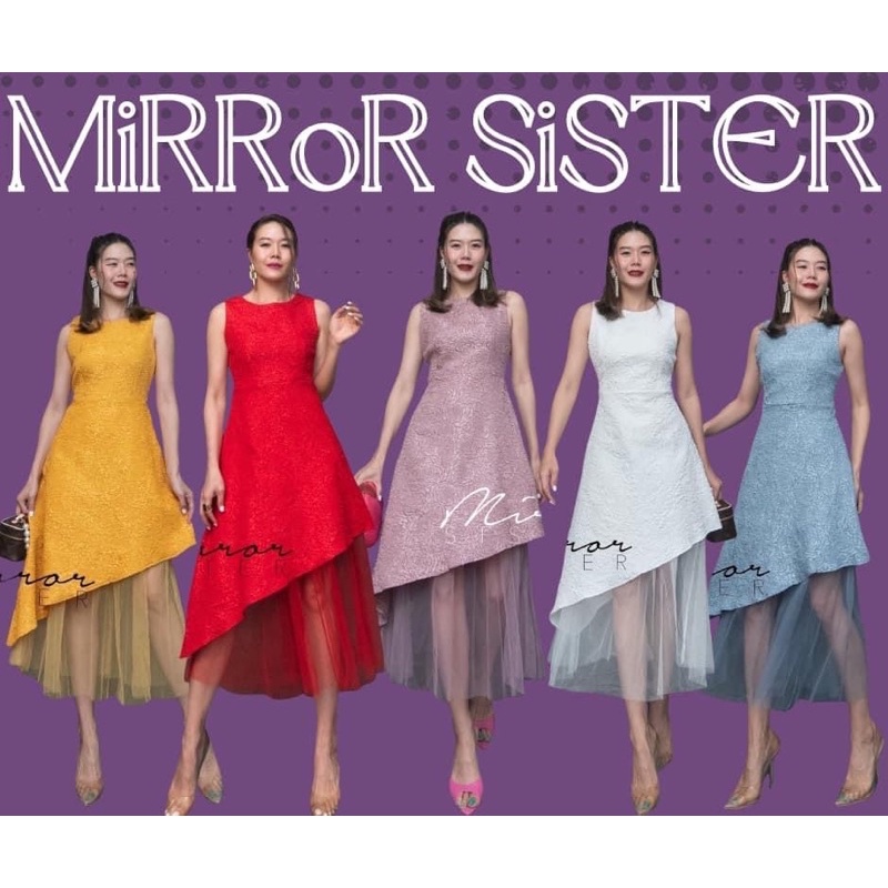 Mirrorsister #20518.2 เดรสแขนกุดผ้าjacquard ชุดออกงาน ชุดไปงานแต่ง เดรสเรียบหรู