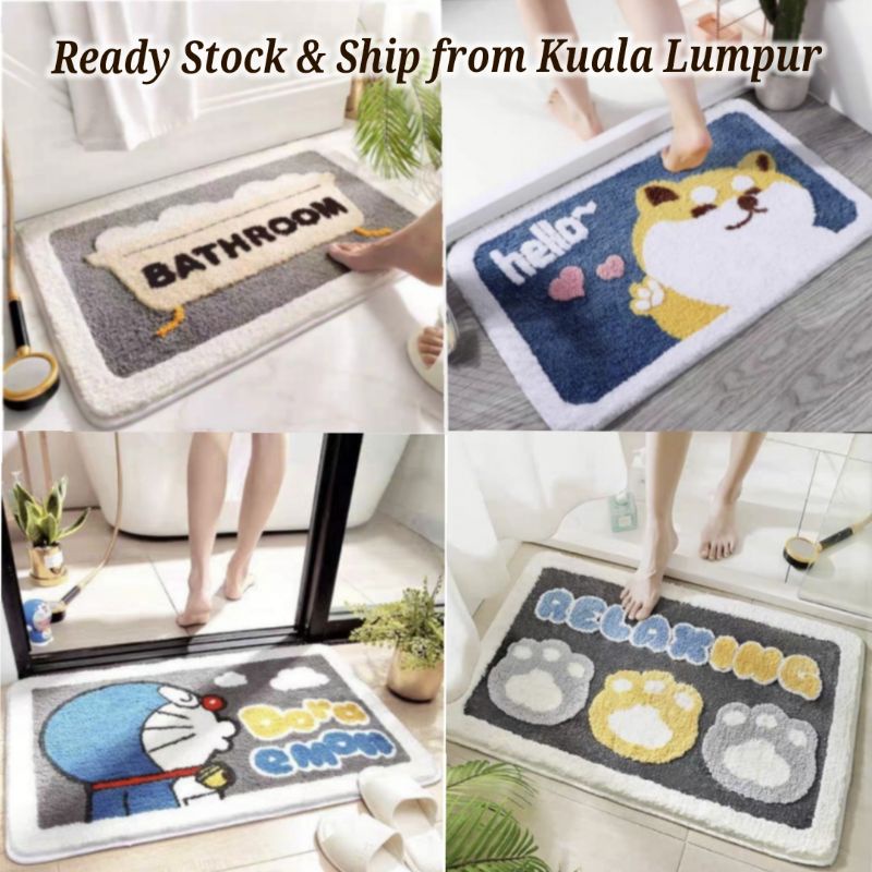 ดีหนาเสื่อกันลื่นน่ารักการ์ตูนพรมปูพื้นเสื่อประตูเสื่อห้องครัว las kaki พรมห้องน้ํา 60X40CM 卡通防滑地垫