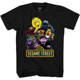 เสื้อยืด ถนนงา วงดนตรี หิน นักร้อง ผู้ชาย เสื้อยืด Sesame Street Mens Classic Shirt Elmo Cookie Monster Big Bird Tee T-S