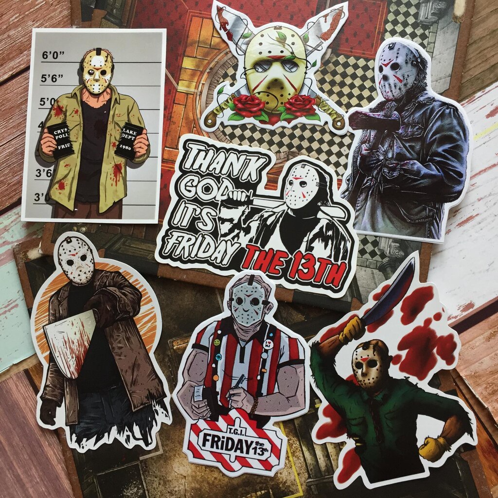 เจสัน ศุกร์13 สติกเกอร์ เคลือบกันน้ำ ติดกระเป๋าเดินทาง มอเตอร์ไซด์ Laptop เคสโทรศัพท์ กระบอกน้ำ Waterproof Decal Sticker