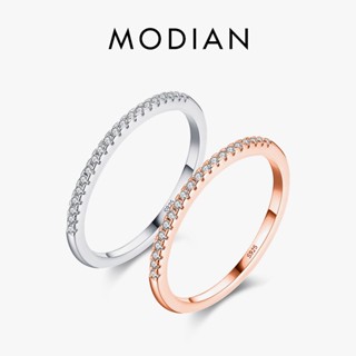 Modian แหวนเงินแท้ 925 แบบใส เรียบง่าย หรูหรา เครื่องประดับ สําหรับผู้หญิง งานแต่งงาน